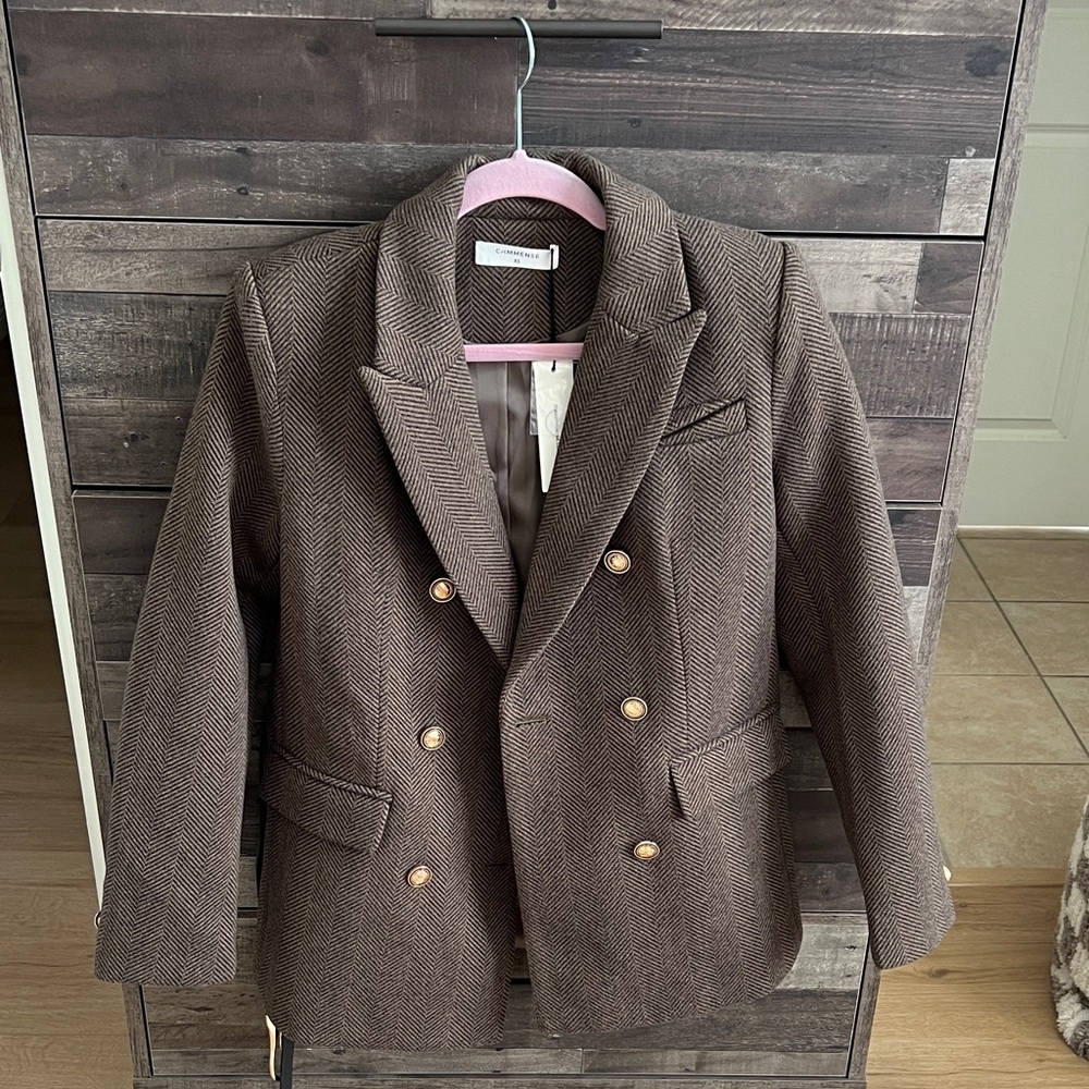 Commense Brown Double-Breasted Blazer